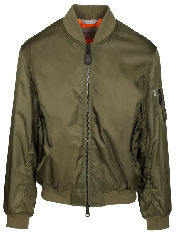 Bomber Jacket With Pockets Jackets Green made by Balenciaga