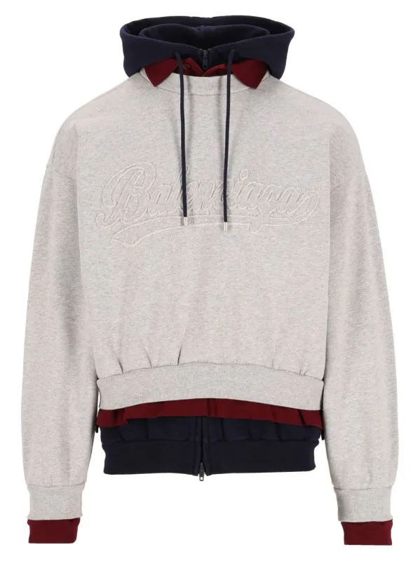 Layered Hoodie Sweatshirts Grey made by Balenciaga