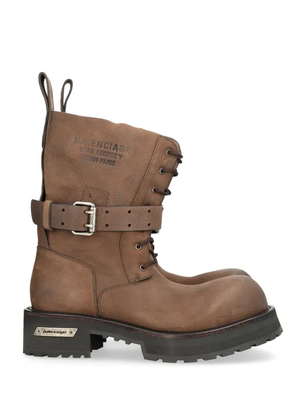 Venom Lace-Up Leather Ankle Boot Boots Brown made by Balenciaga