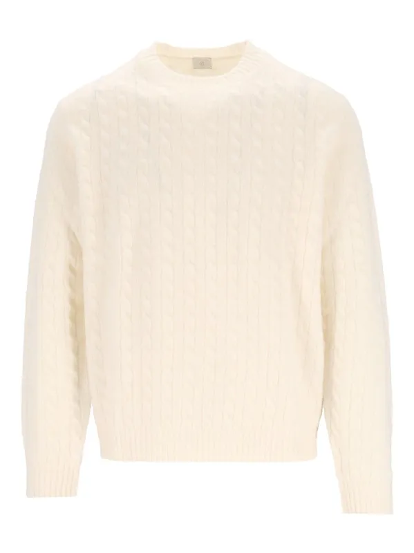 Cable-Knit Jumper Knitwear White made by Eleventy