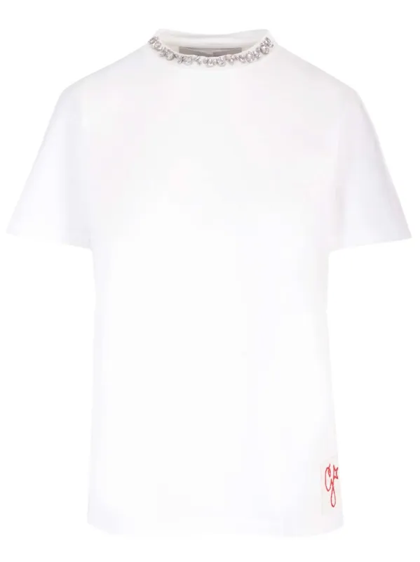 Crystals Embellished T-Shirt White made by Golden Goose