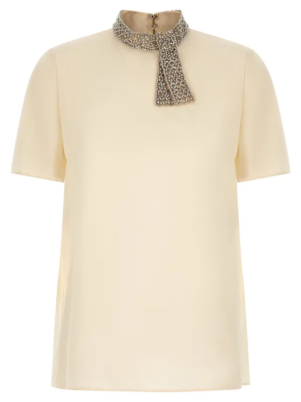 Valentino Garavani Jewel Collar Top White made by Valentino Garavani