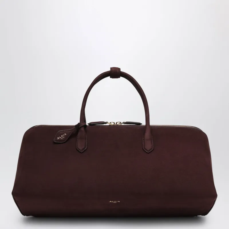 Medium Delta Bag In Bordeaux Nubuck made by Alaia