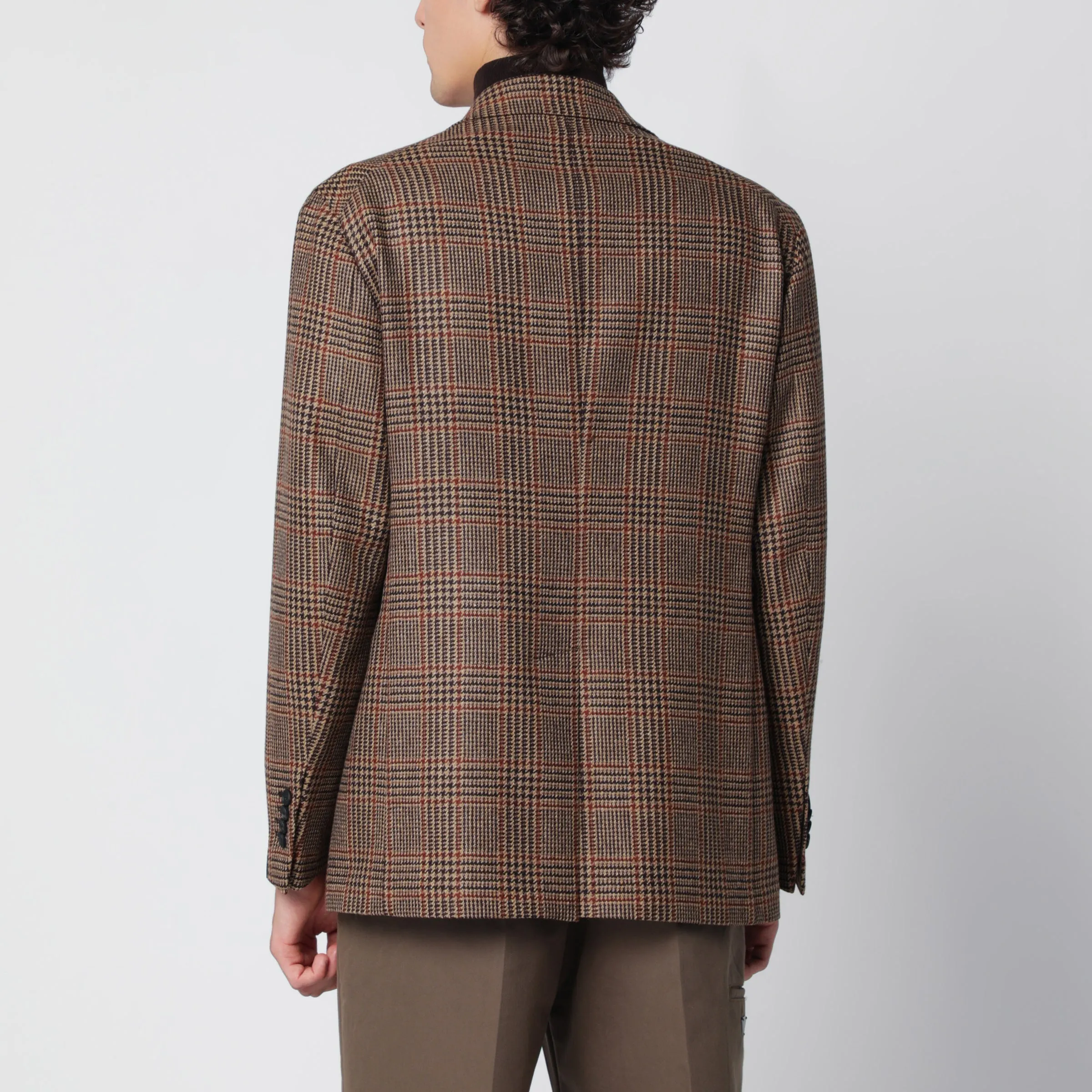 Brown Single-Breasted Jacket With A Prince Of Wales Check Pattern sold by Wanan Luxury product image thumbnail 3