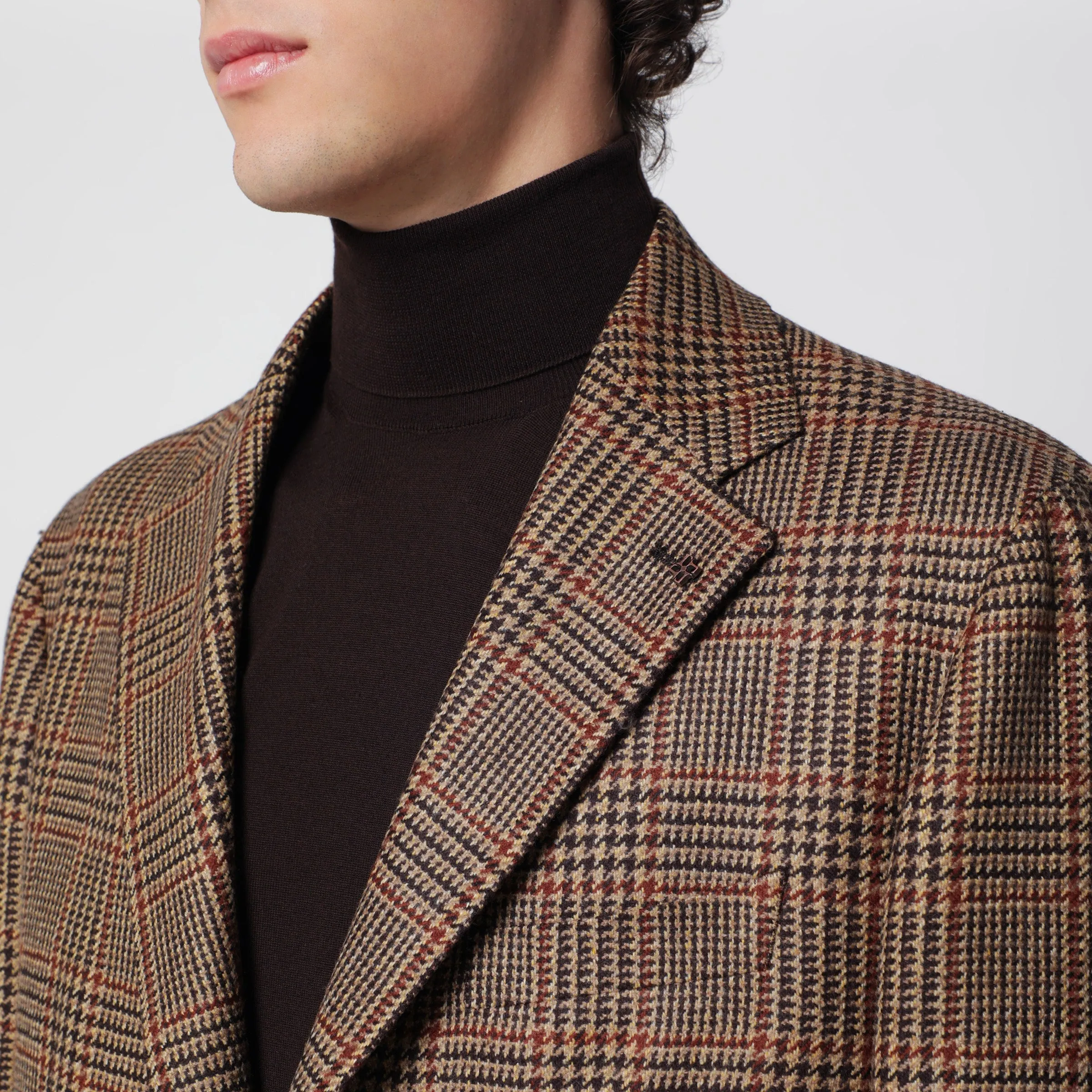 Brown Single-Breasted Jacket With A Prince Of Wales Check Pattern sold by Wanan Luxury product image thumbnail 2
