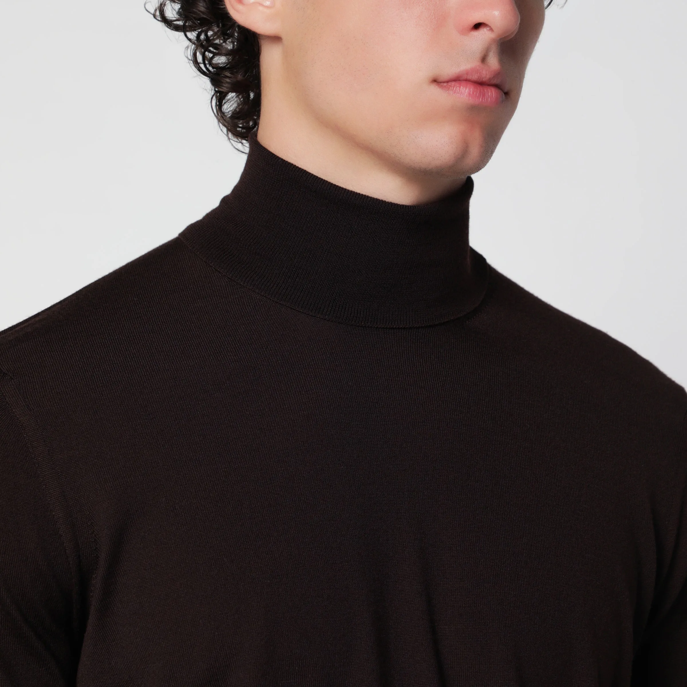 Brown Turtleneck Sweater In Wool sold by Wanan Luxury product image thumbnail 2