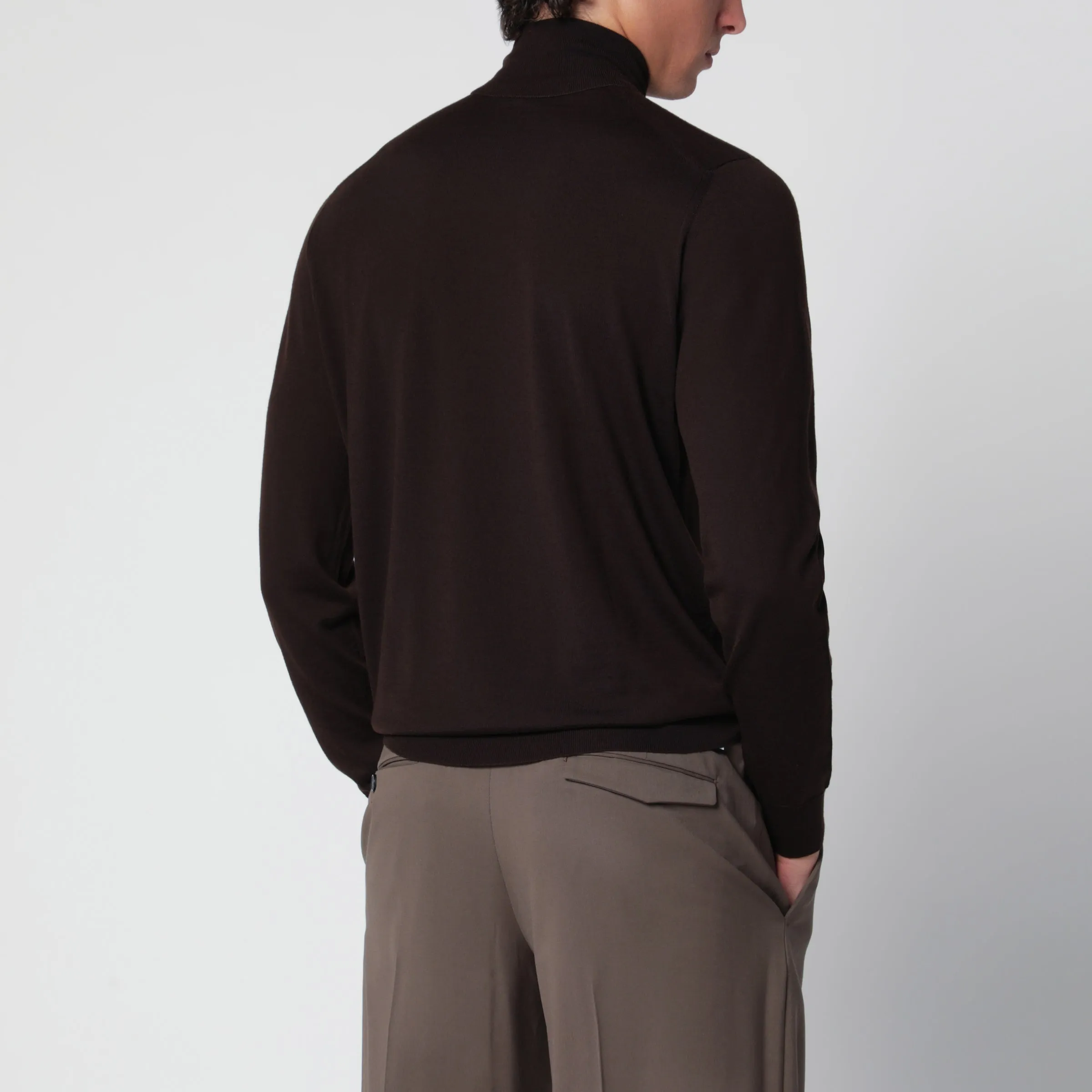 Brown Turtleneck Sweater In Wool sold by Wanan Luxury product image thumbnail 3