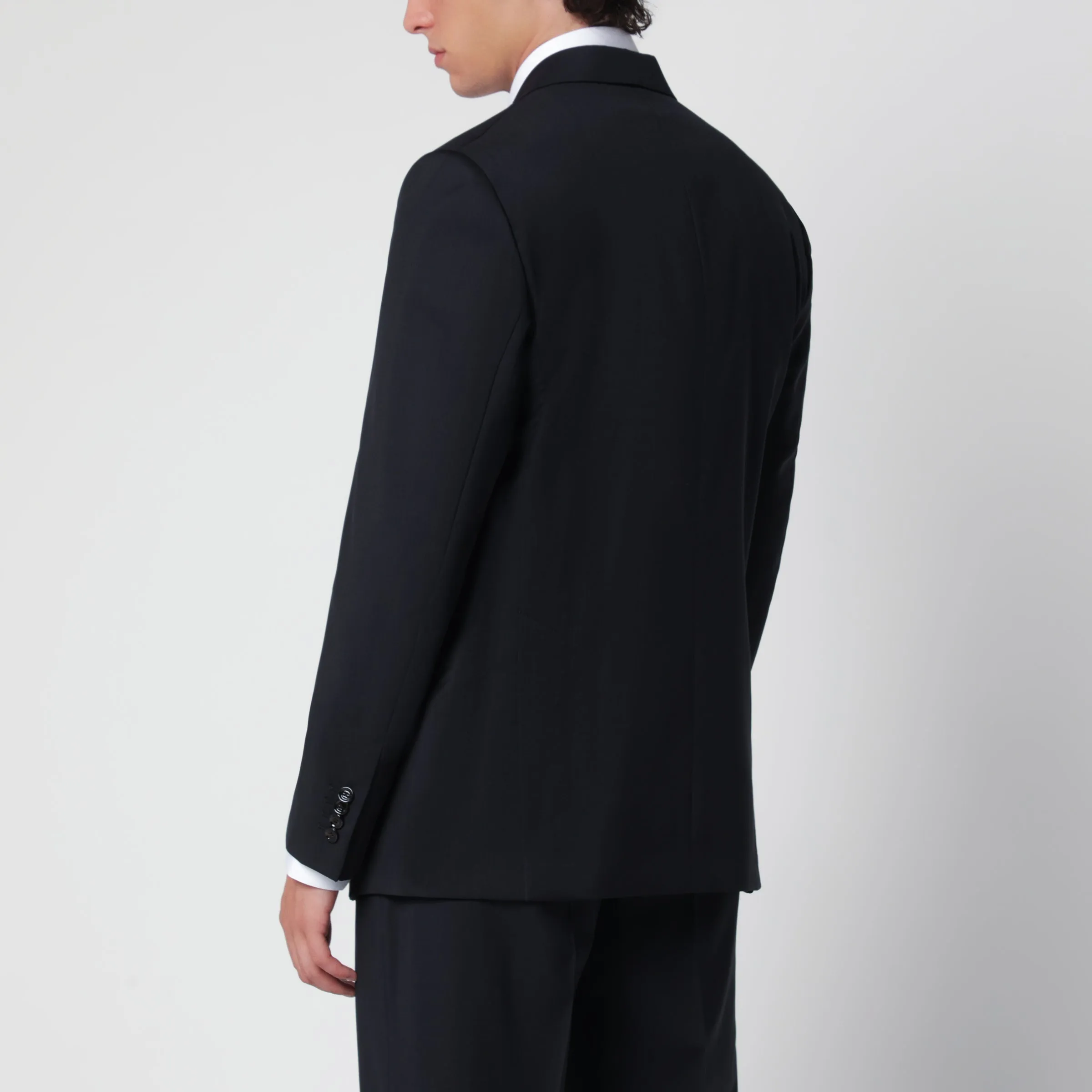 Blue Single-Breasted Jacket In Wool sold by Wanan Luxury product image thumbnail 3