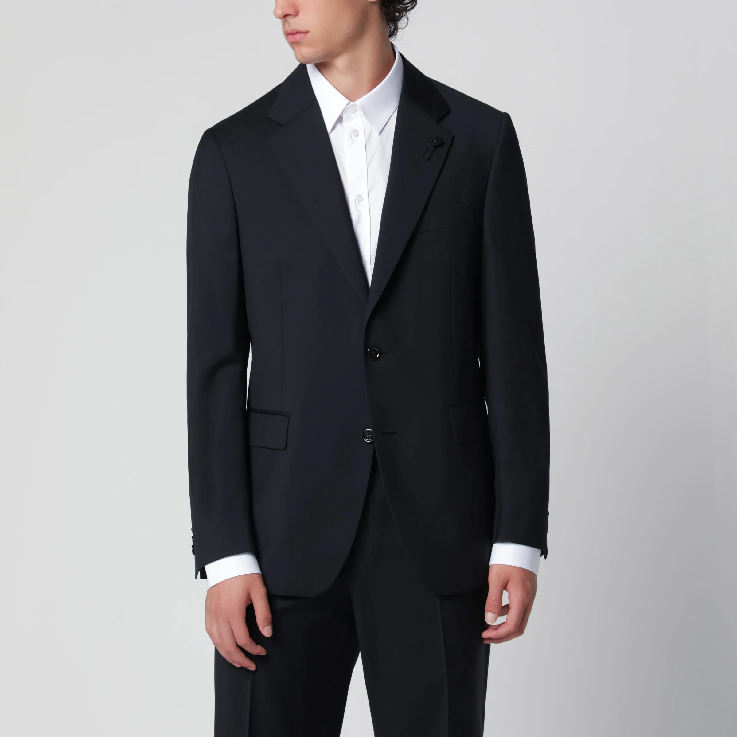 Blue Single-Breasted Jacket In Wool sold by Wanan Luxury