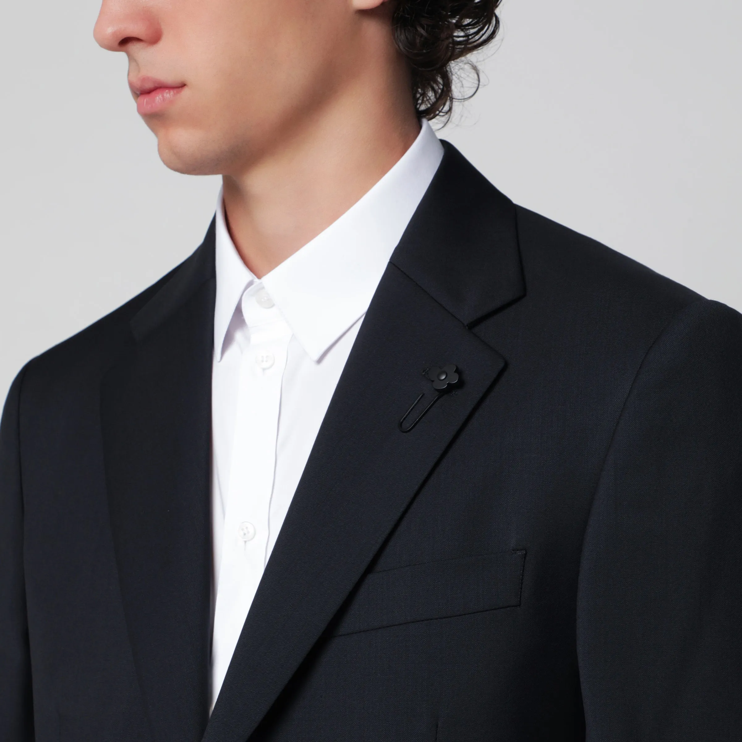Blue Single-Breasted Jacket In Wool sold by Wanan Luxury product image thumbnail 2