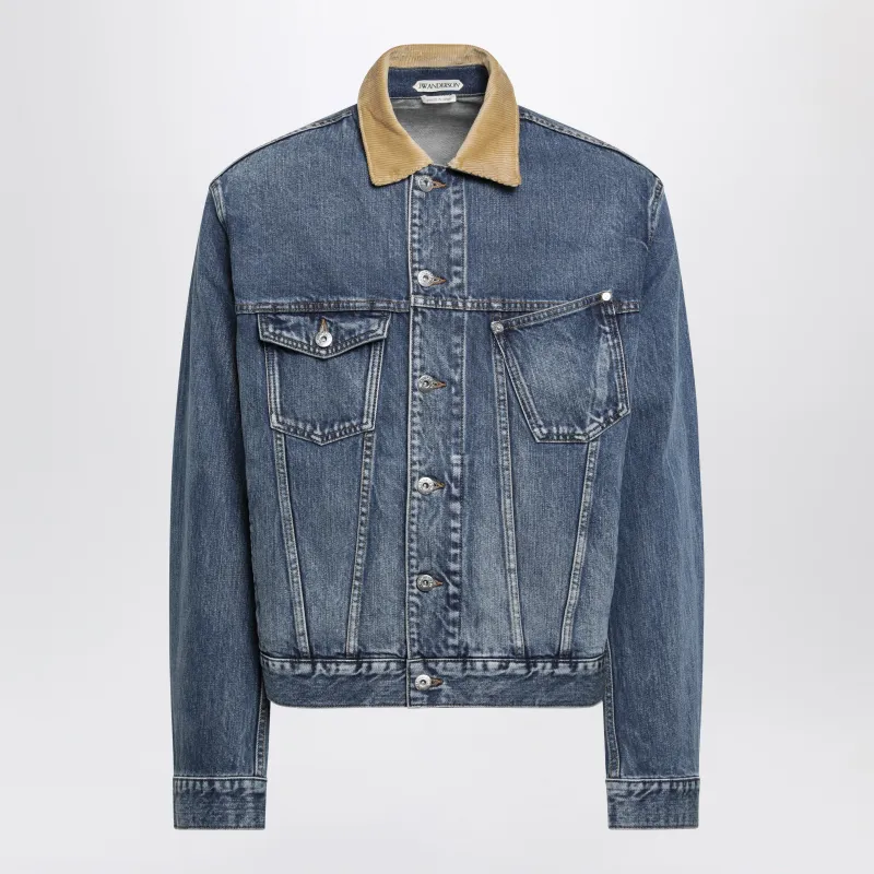 Blue Denim Jacket With Ribbed Collar made by J.W. Anderson