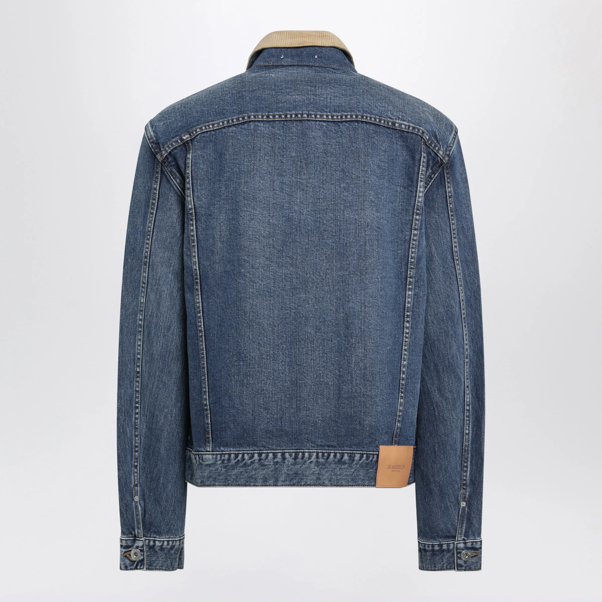 Blue Denim Jacket With Ribbed Collar sold by Wanan Luxury product image thumbnail 2