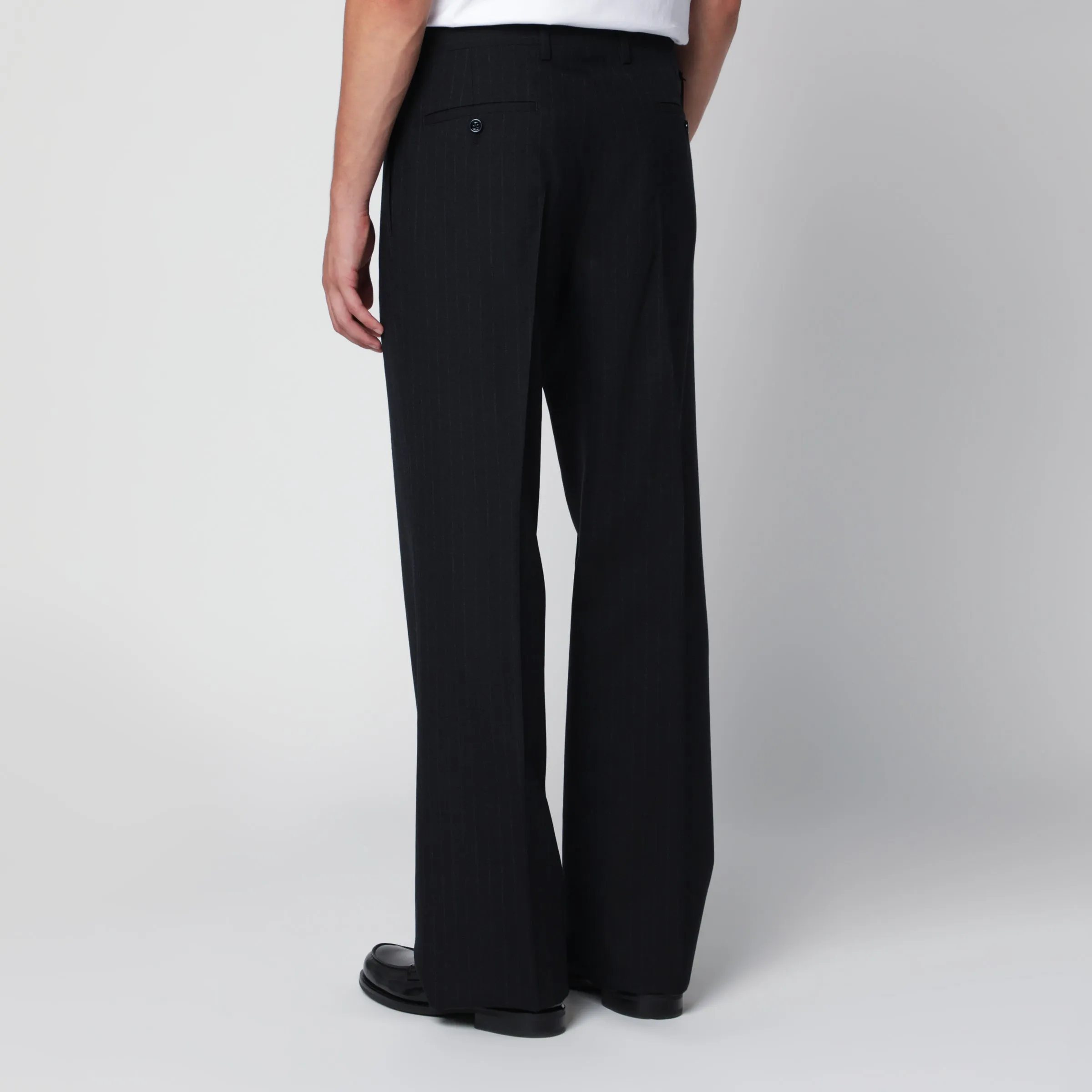 Blue Pleated Trousers With Pinstripe Pattern sold by Wanan Luxury product image thumbnail 2