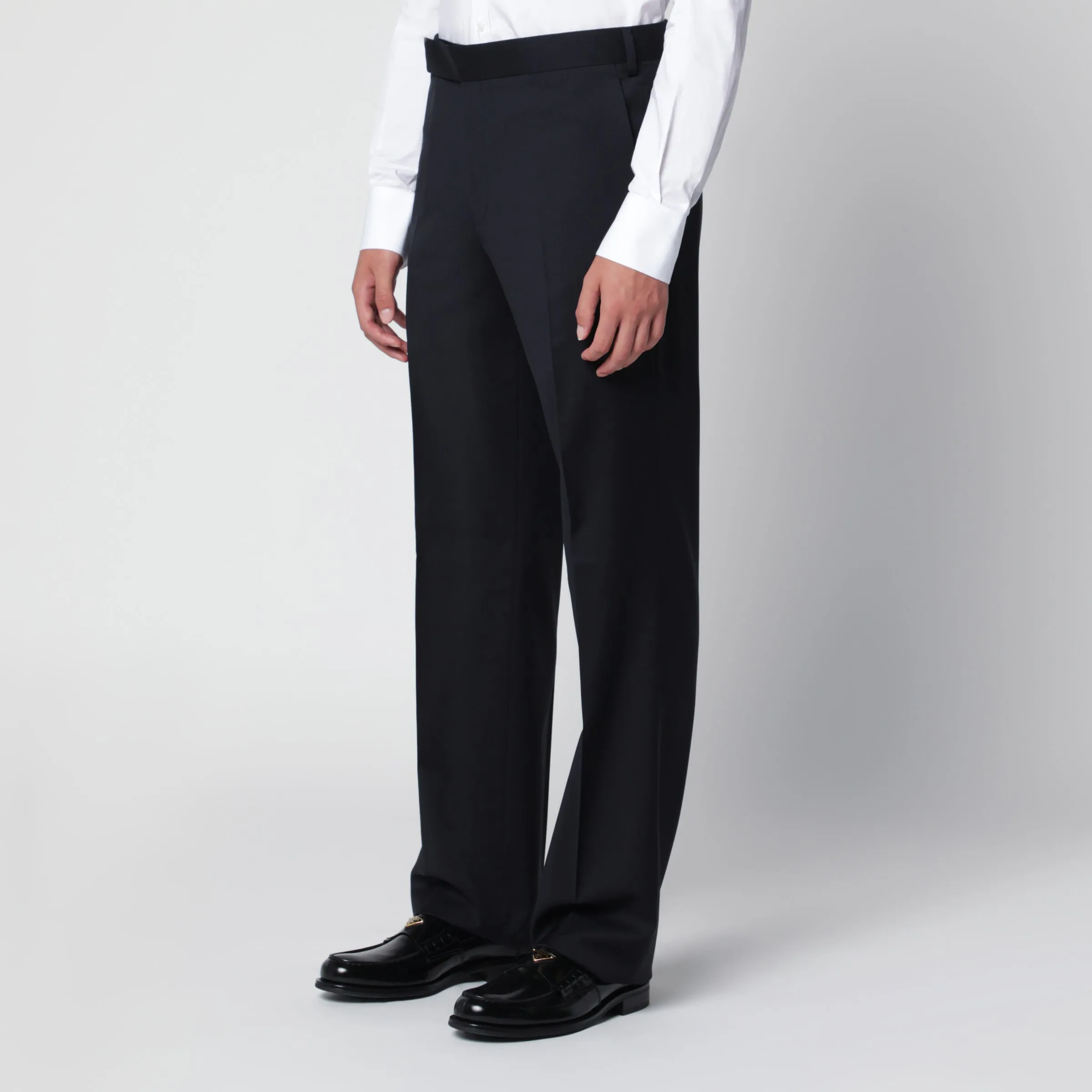 Blue Trousers In Wool sold by Wanan Luxury product image thumbnail 3