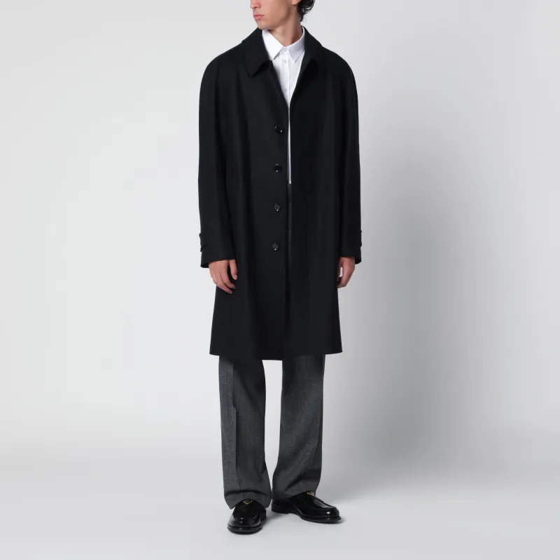 Grey Single-Breasted Coat In Wool And Cashmere made by Lardini