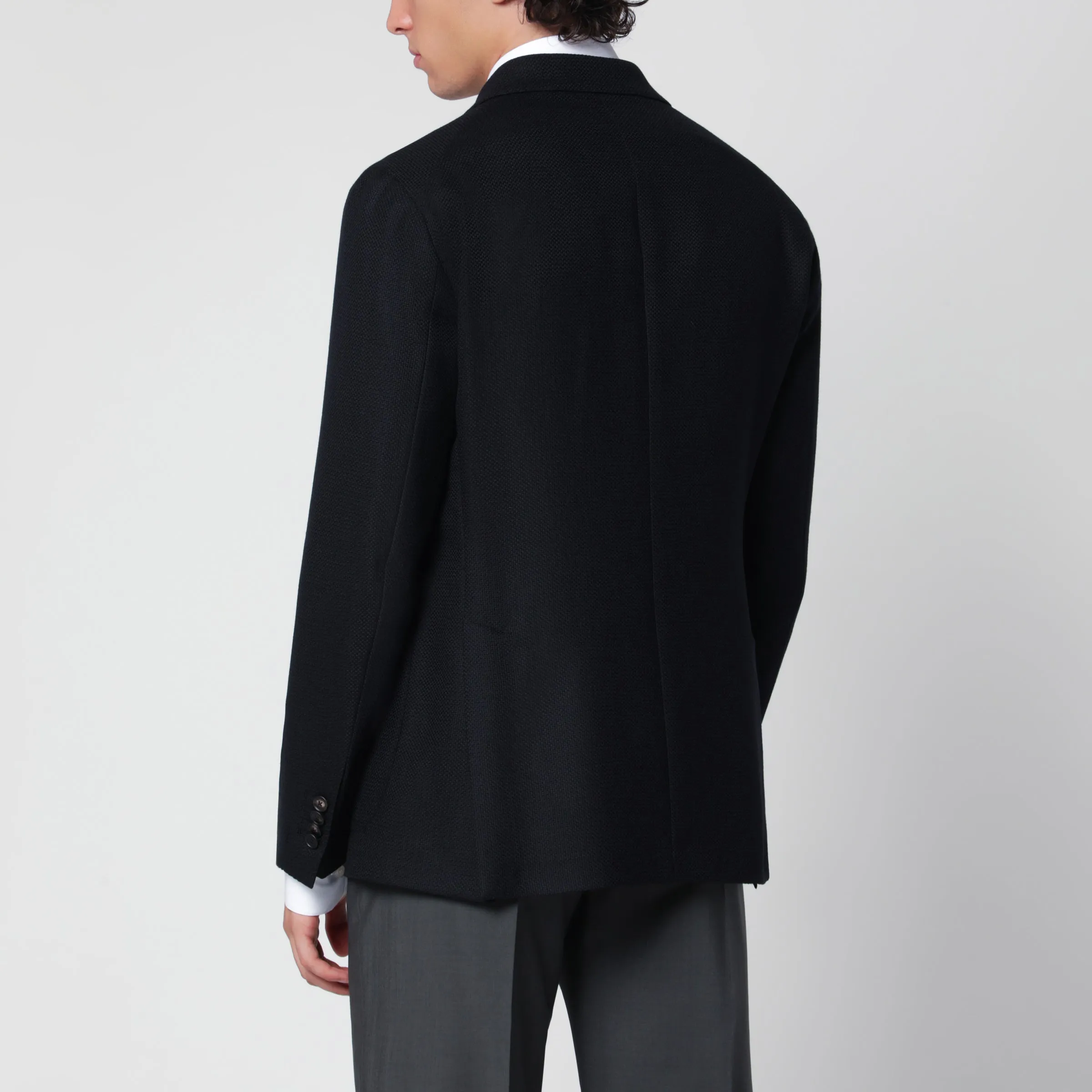 Blue Double-Breasted Jacket In Wool sold by Wanan Luxury product image thumbnail 3