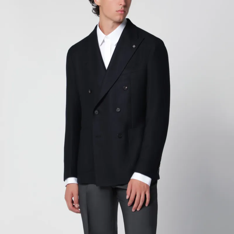 Blue Double-Breasted Jacket In Wool made by Tagliatore
