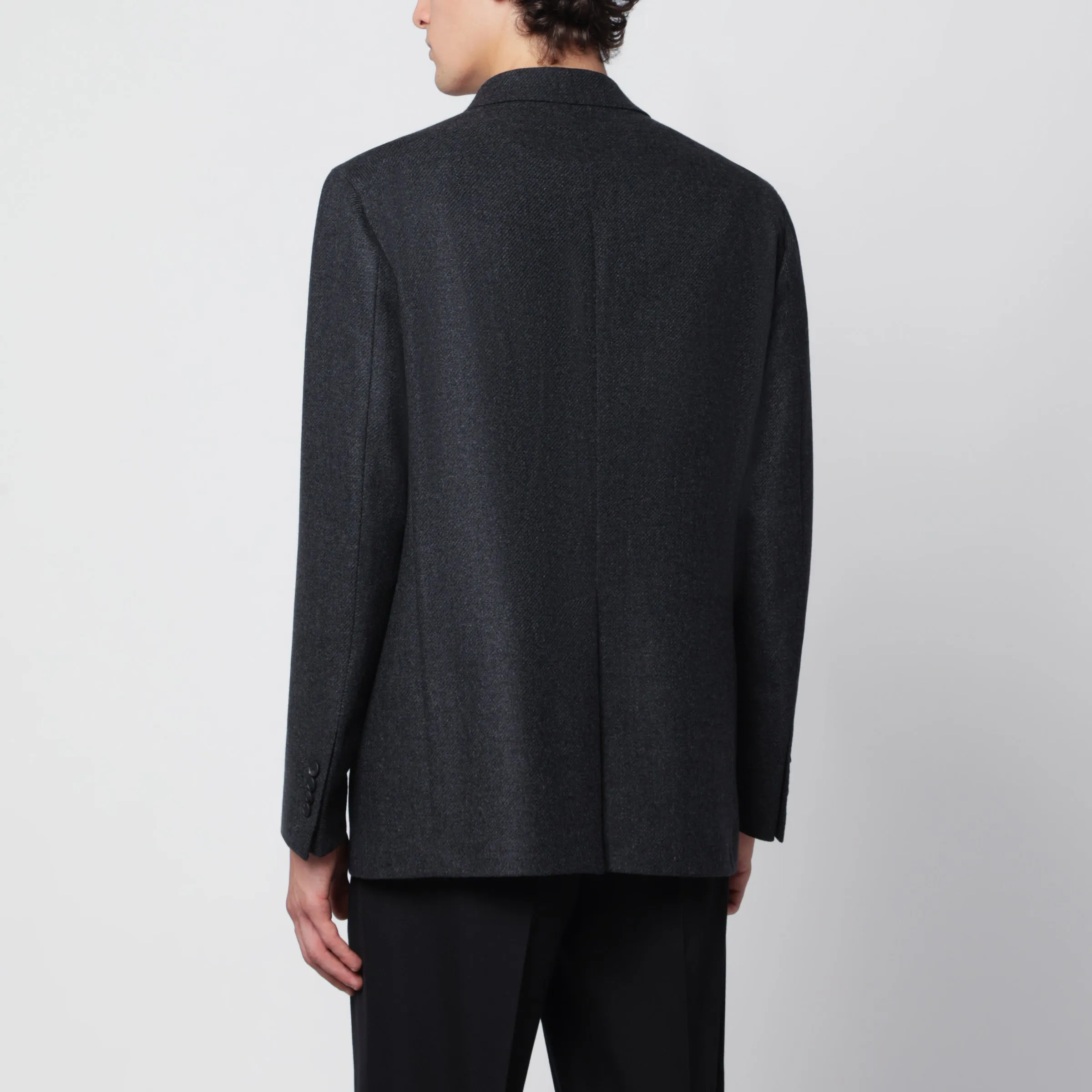 Anthracite Grey Double-Breasted Jacket In Wool And Cashmere sold by Wanan Luxury product image thumbnail 3