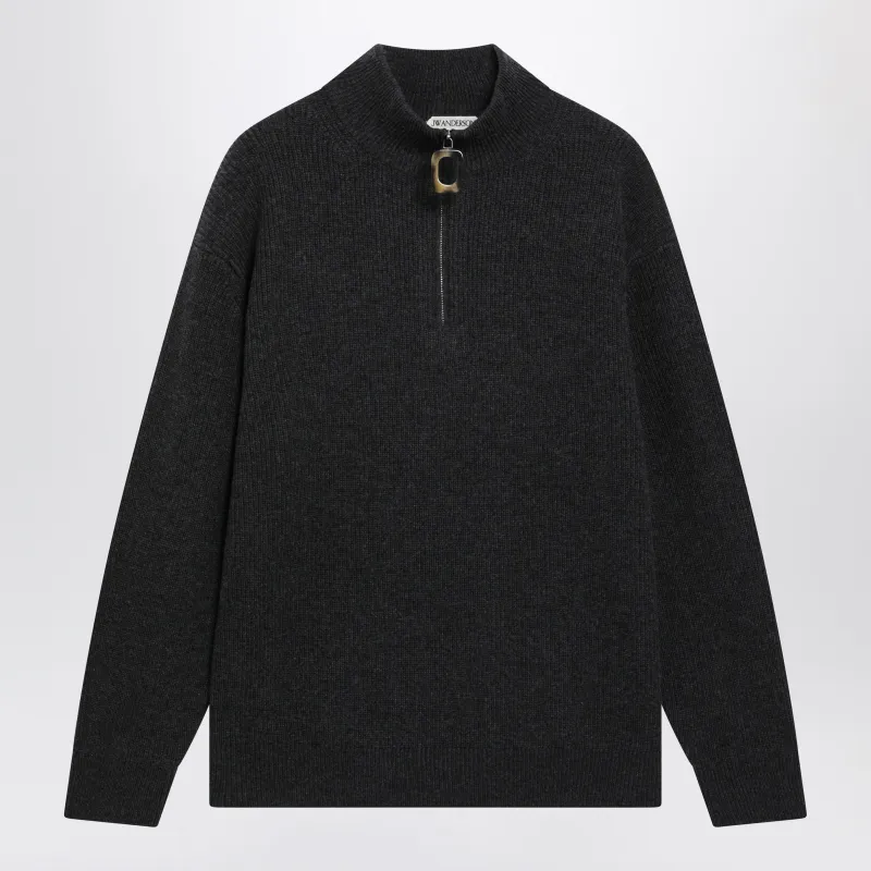 Dark Grey Half-Zip Sweater In Wool Blend made by J.W. Anderson