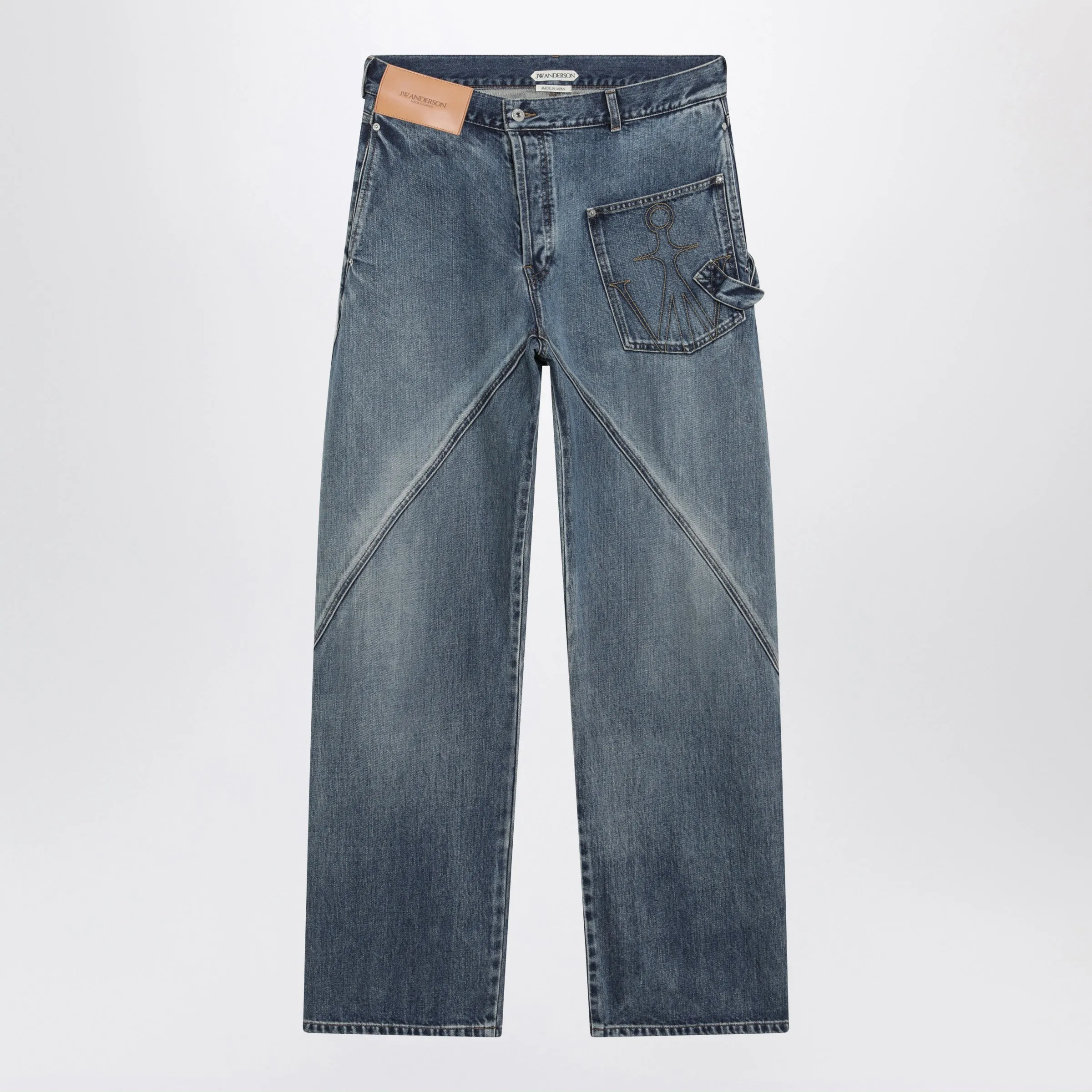 Mid Blue Twisted Workwear Jeans sold by Wanan Luxury