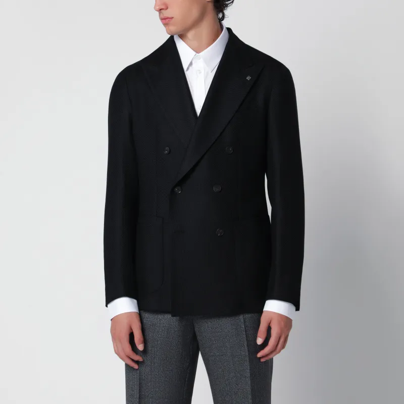 Black Double-Breasted Jacket In Wool made by Tagliatore