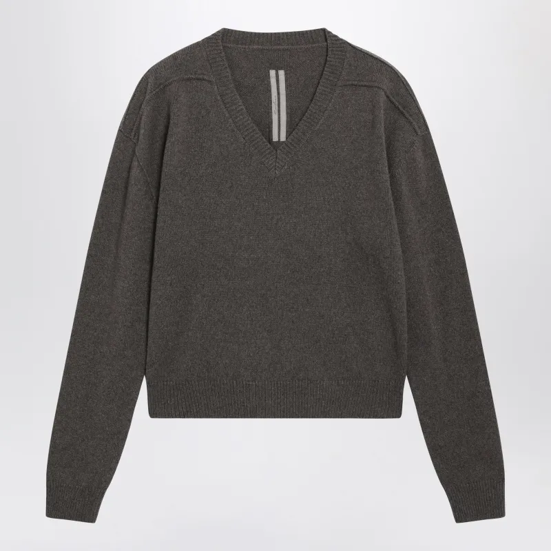 Taupe V-Neck Sweater In Cashmere And Wool made by Rick Owens