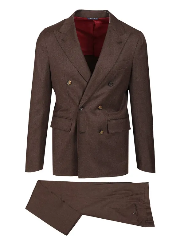 Flannel Double-Breasted Suit Dresses Brown made by Wanan Luxury