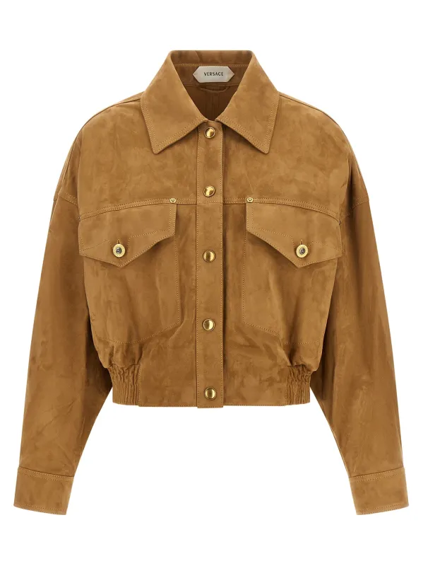 Suede Blouson Puffer Jackets Brown made by Versace