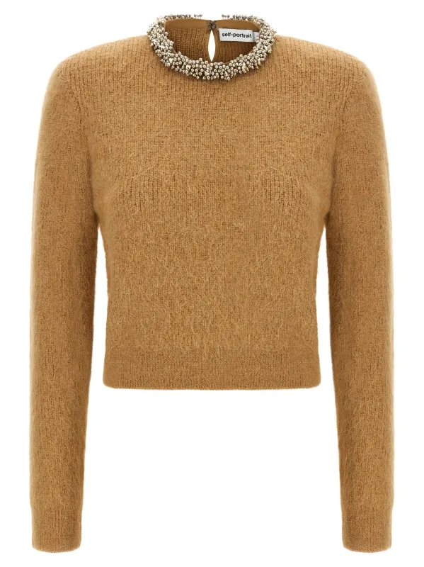 Sweater With Jewel Embroidery Sweaters And Cardigans Brown made by Self-Portrait