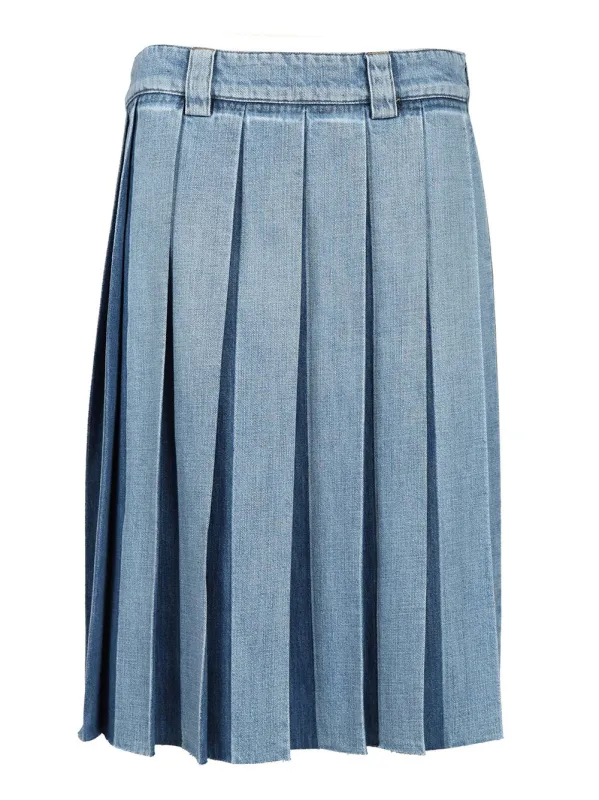 Pleated Denim Skirt Light blue made by Miu Miu