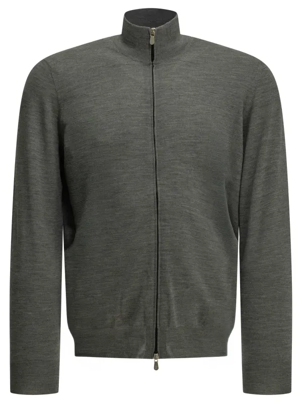 Zip-Up Sweater Made Of Wool And Cashmere Knitwear Grey made by Brunello Cucinelli