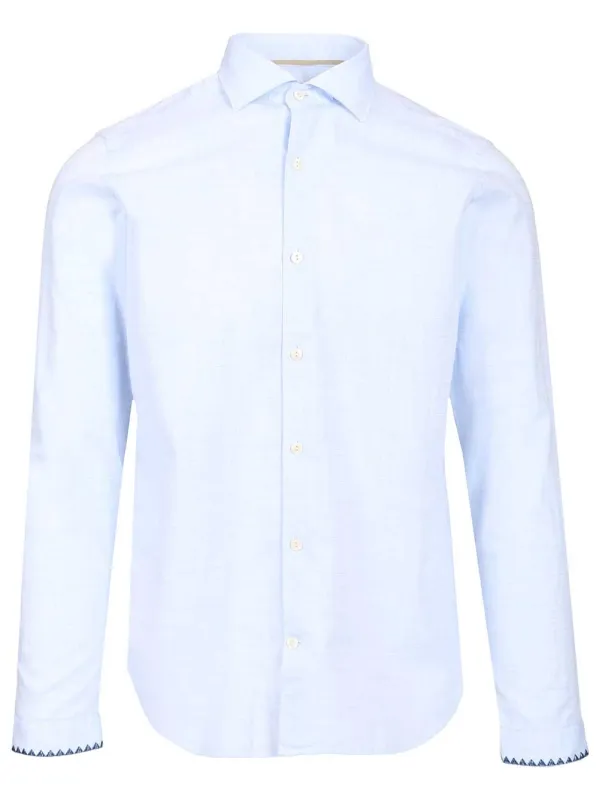 Camicia Ricamo 100 Cotone Shirts Light Blue made by Wanan Luxury