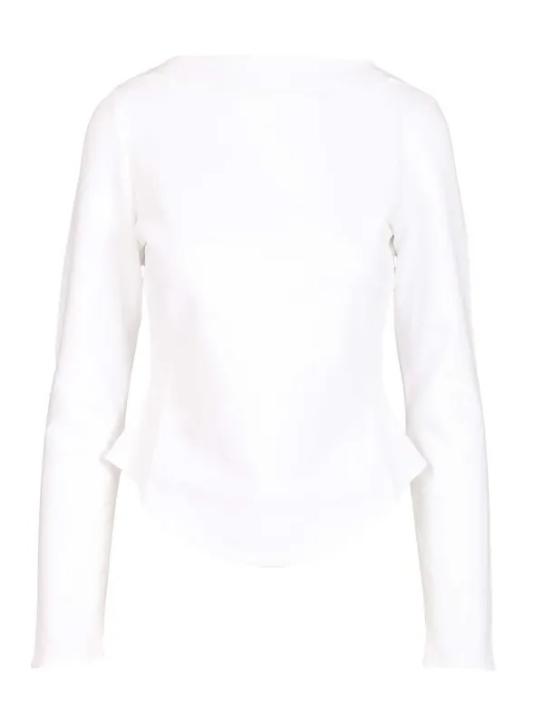 Long-Sleeved Cotton Jersey T-Shirt White made by Alaia