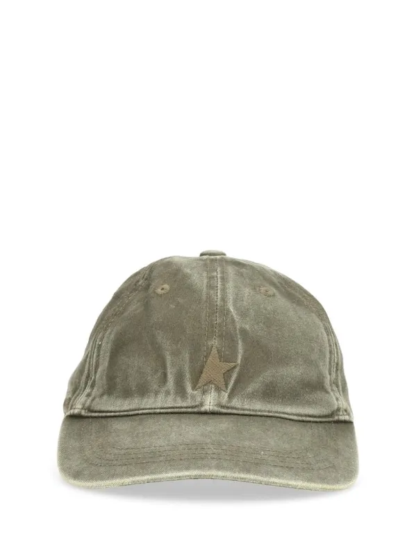 Washed Cotton Baseball Cap Hats Green made by Golden Goose