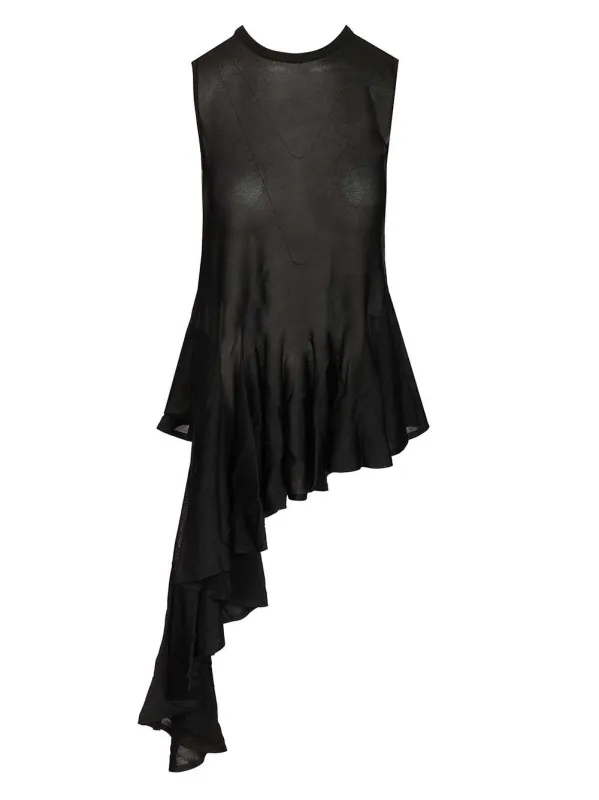 Asymmetrical Top With Godet Tops Black made by Alaia