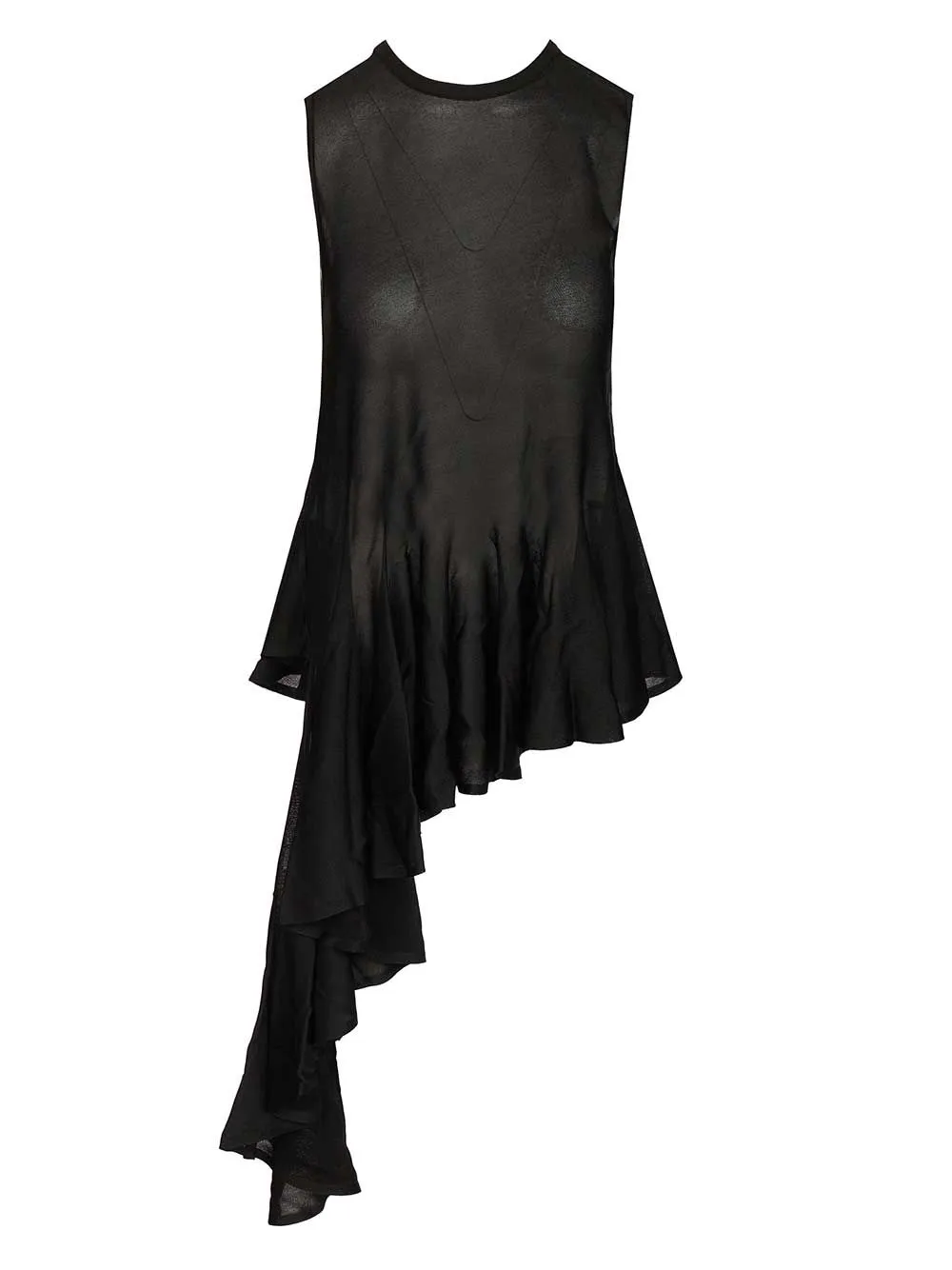 Asymmetrical Top With Godet Tops Black sold by Wanan Luxury