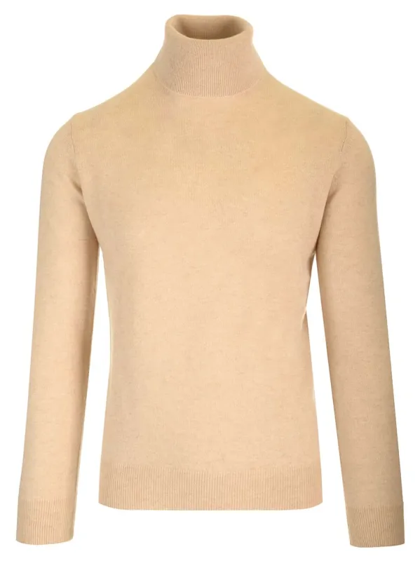 Cashmere Turtleneck Knitwear Beige made by Wanan Luxury