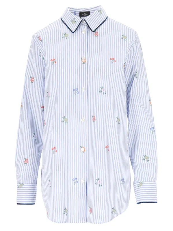 Striped Jacquard Cotton Shirt Multicolor made by Etro