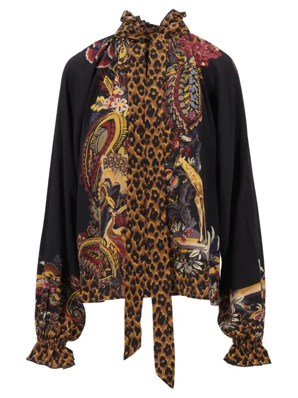 Printed Leo Silk Shirt Shirts Multicolor made by Etro