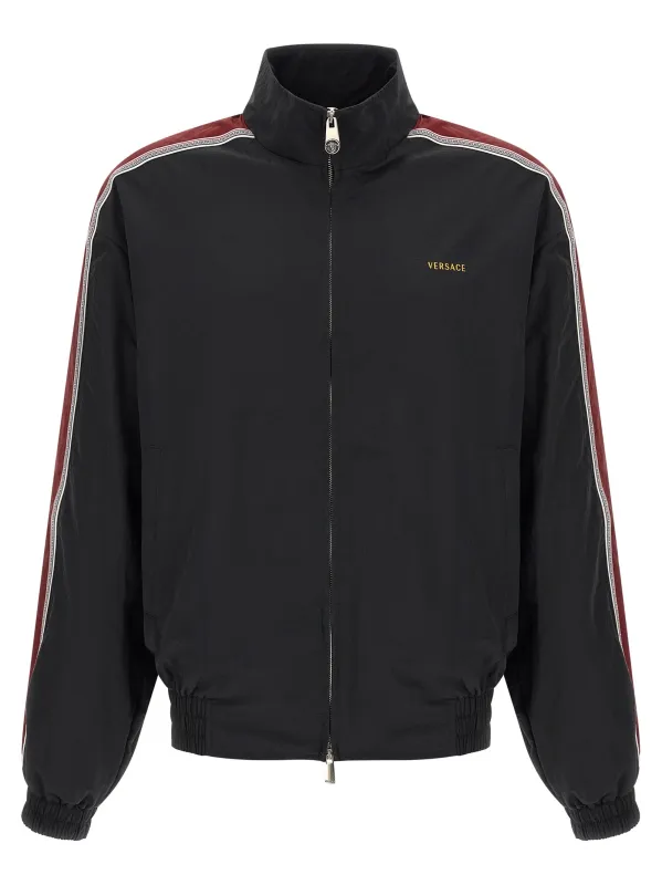 Craquelé-Effect Blouson Puffer Jackets Black made by Versace