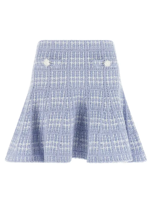 Check Knit Skirt Skirts Blue made by Self-Portrait