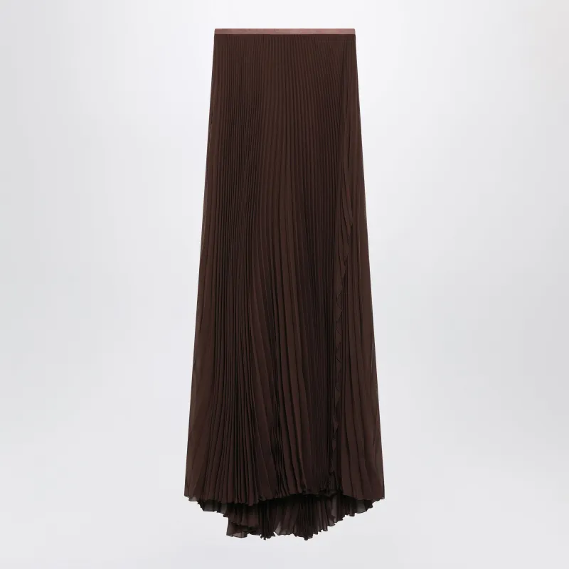 Long Brown Skirt In Pleated Silk made by Valentino Garavani
