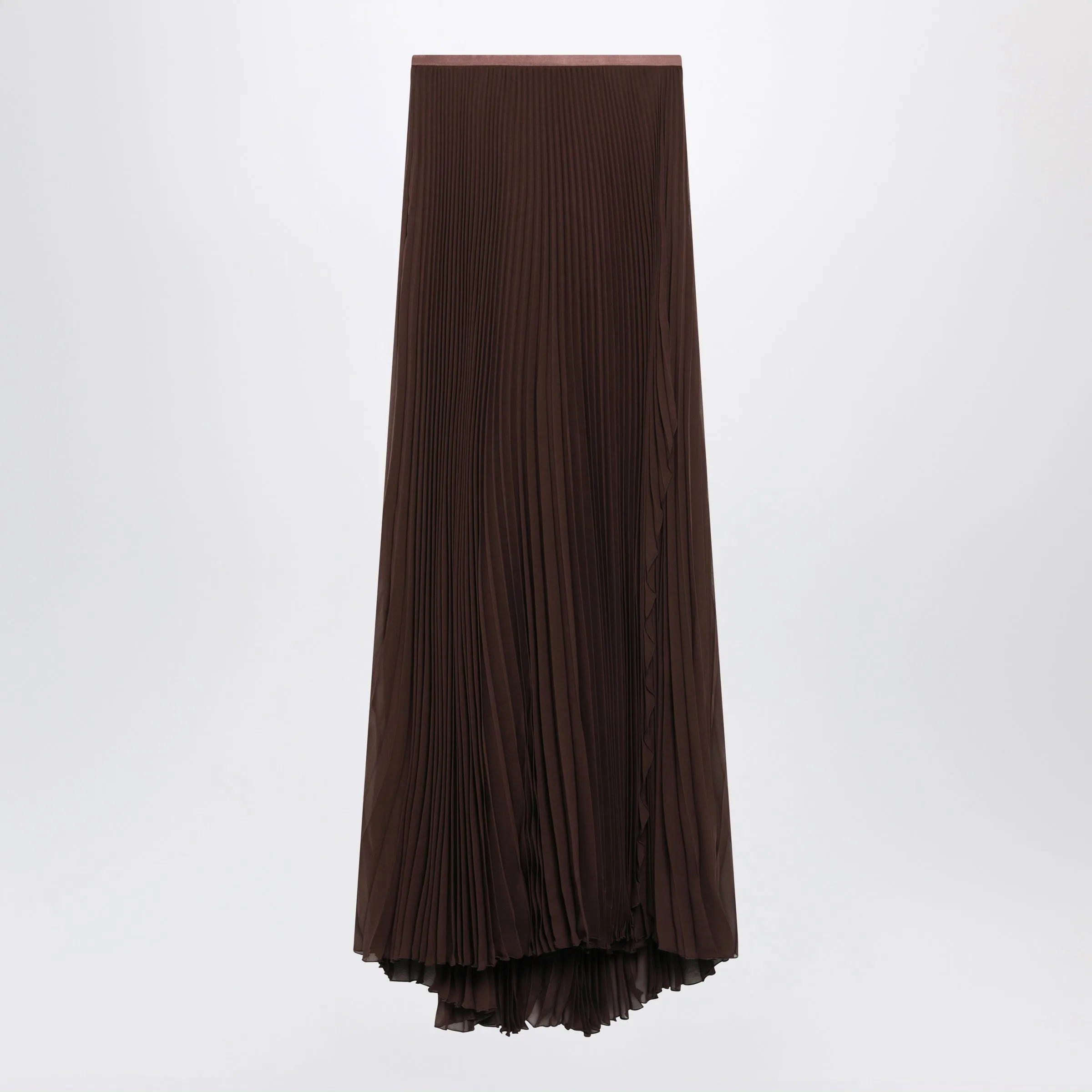 Long Brown Skirt In Pleated Silk sold by Wanan Luxury