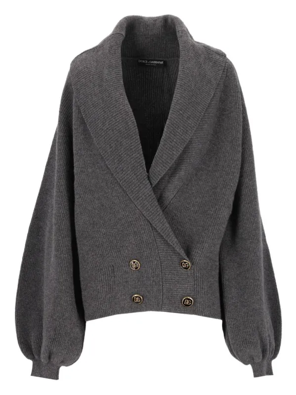 Cardigan Collo A Scialle Knitwear Grey made by Dolce & Gabanna