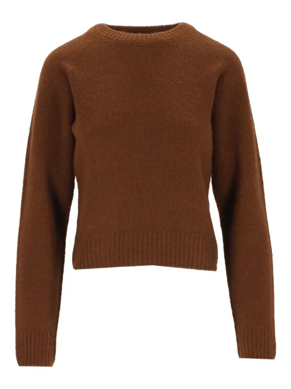 Seamless Ultrasoft Cashmere Silk - 5gg Classic Crewneck Knitwear Brown made by Tom Ford