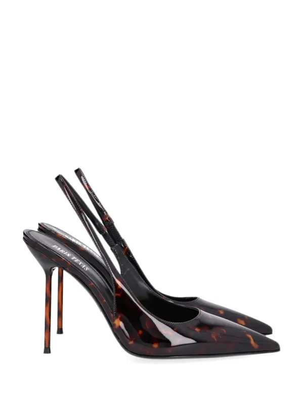 Lidia Slingback Printed Patent Pumps Brown made by Paris Texas