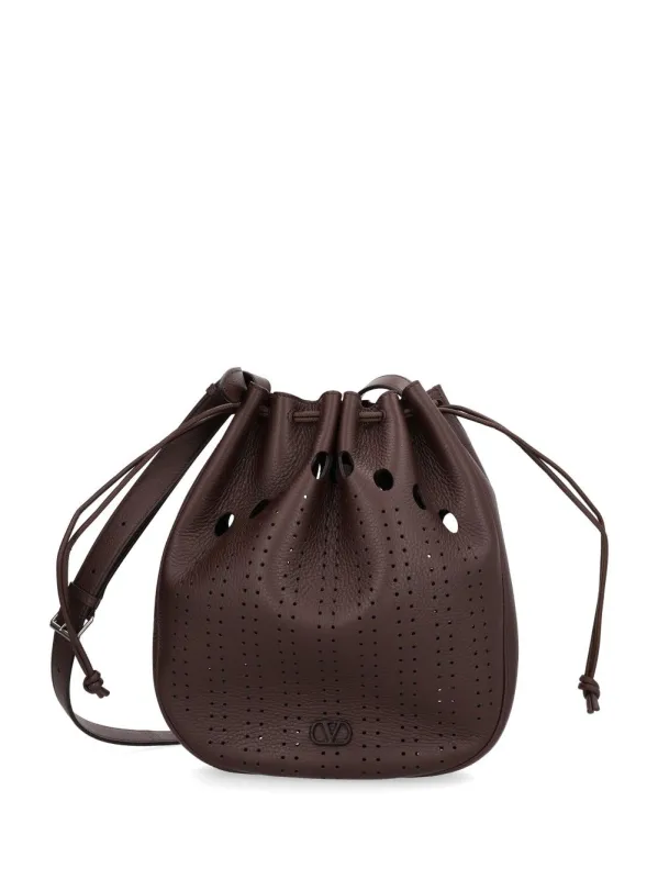 Satchel Drawstring | Antibes | Holed Soft Deer Calf Crossbody Bags Brown made by Valentino Garavani