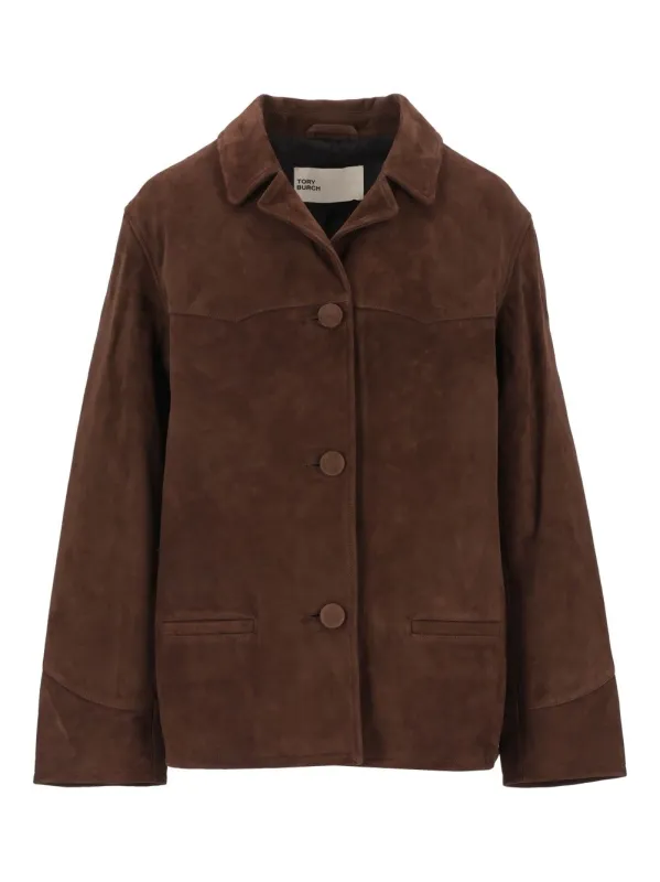 Suede Blazer Jackets Brown made by Tory Burch