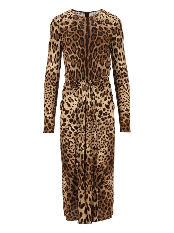 Long Sleeve Midi Dress Animalier made by Dolce & Gabanna