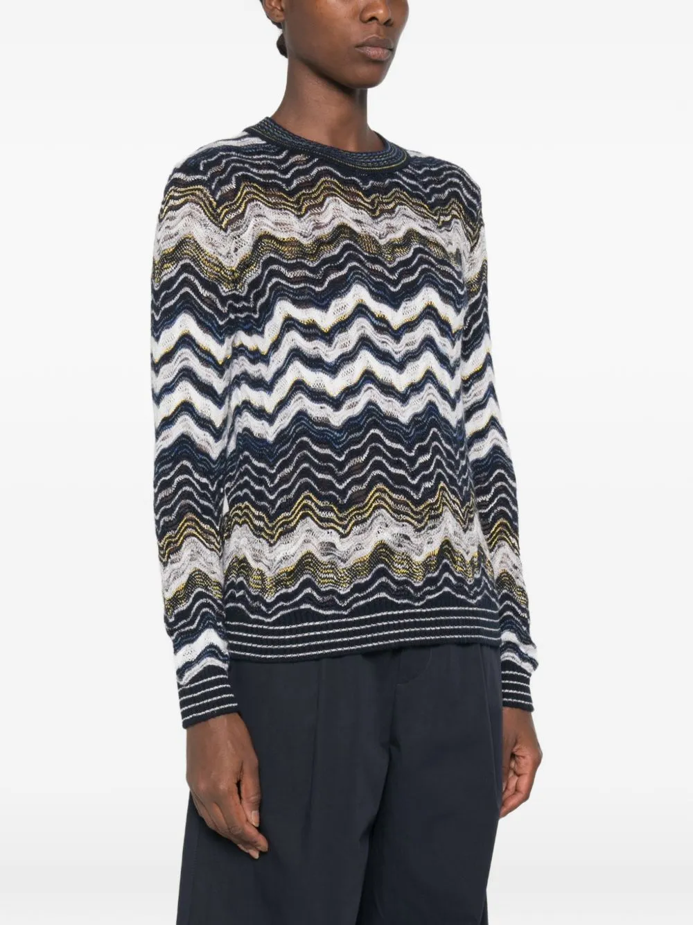 Zig Zag Motif Wool Sweater sold by Wanan Luxury product image thumbnail 3